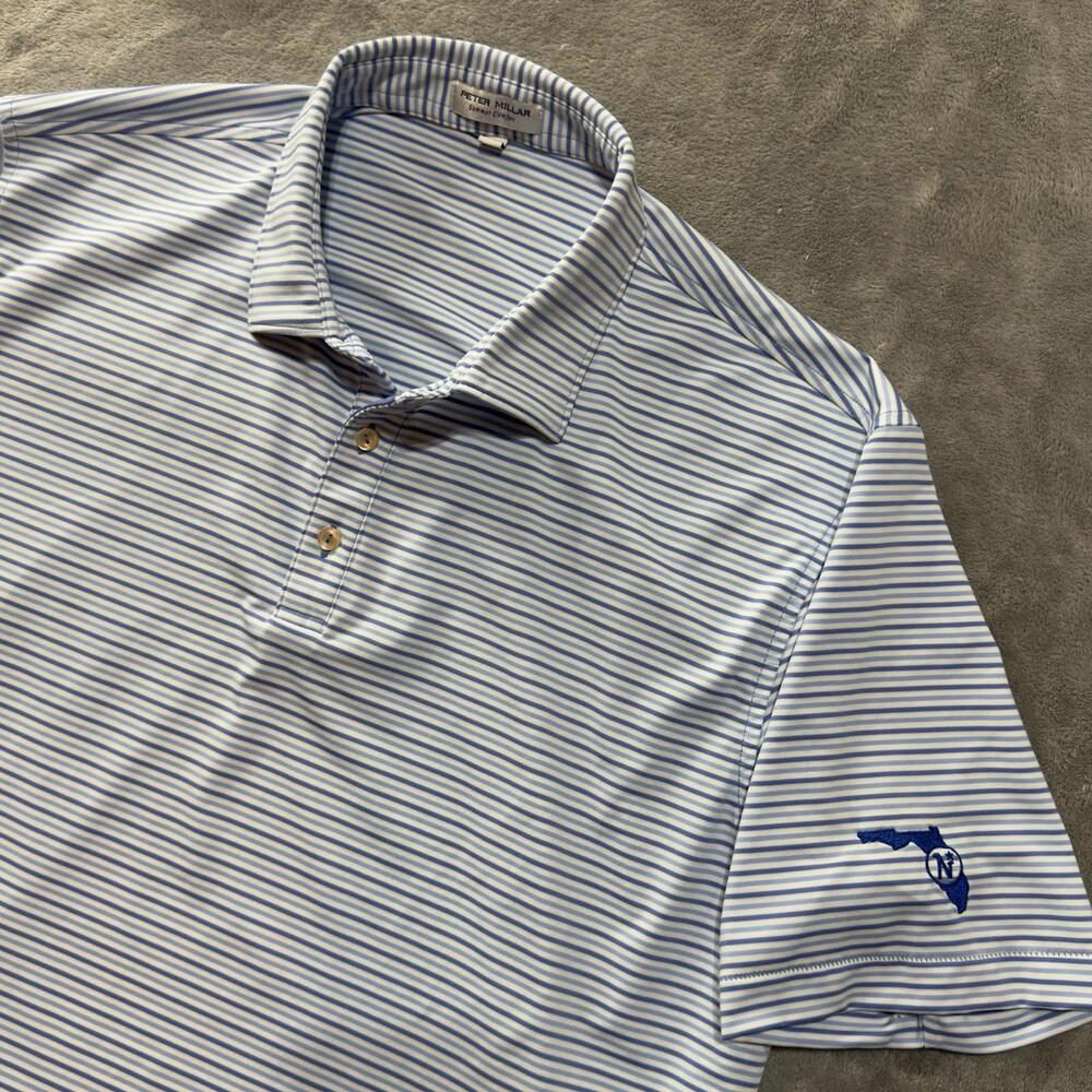 Peter‎ Millar Shirt Mens XL Summer Comfort Performance Golf Blue Striped Florida